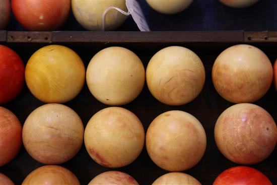 A collection of thirty seven ivory snooker balls, each ball approx 5cm diameter
